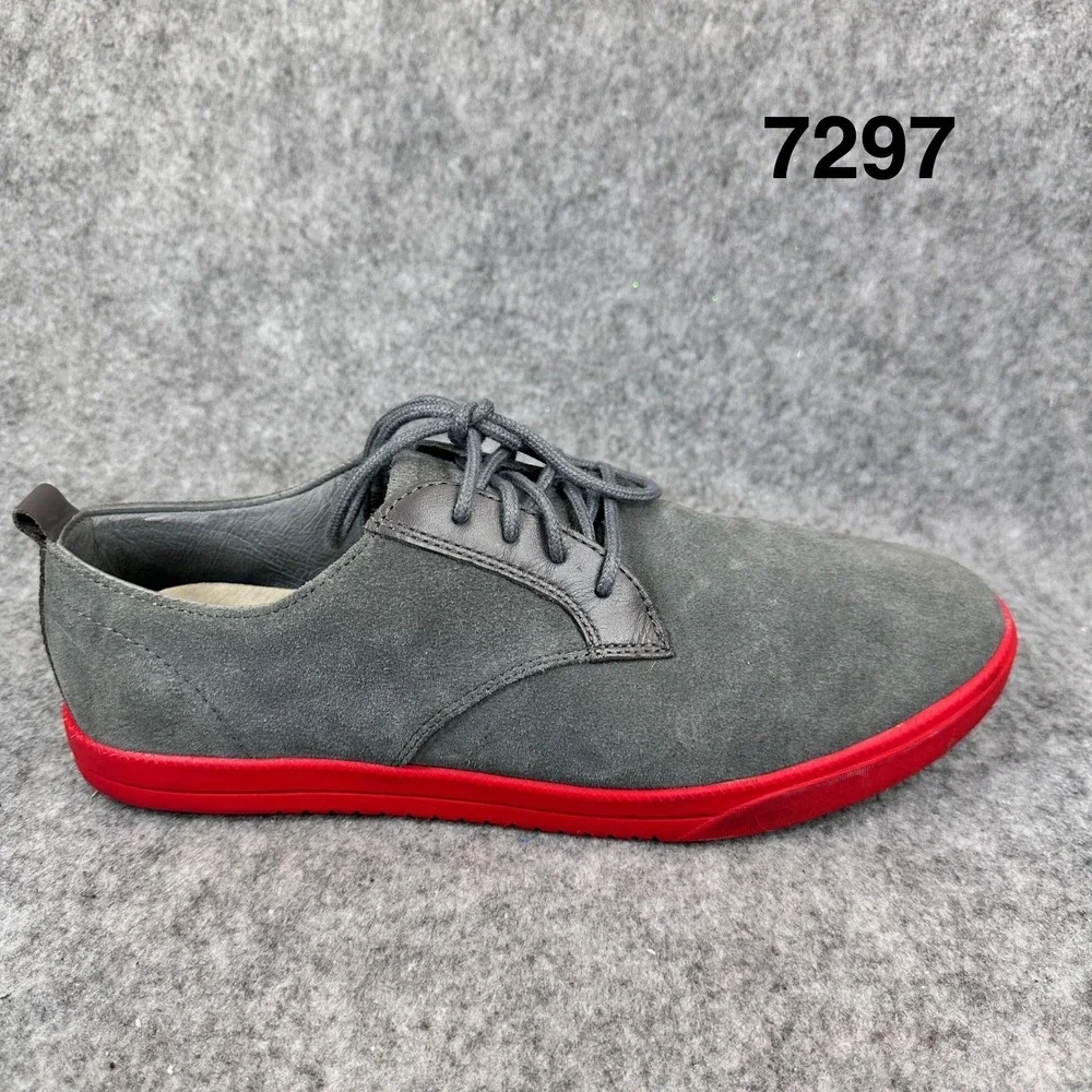 Clae Ellington Mens Grey Suede Low Top Sneakers Red Sole CLA01246 Size 9